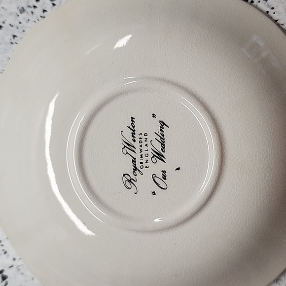 ROYAL WINTON Grimwades Our Wedding silver and white wedding teacup and saucer - Picture 3 of 8